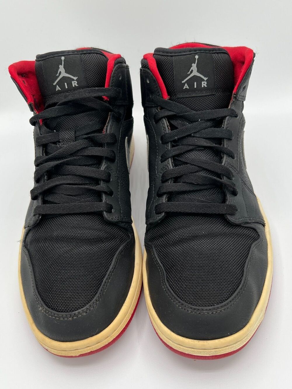 Nike Air Jordan 1 Mid Black Cool Grey Gym Red Shoes Sneakers 554724-004 Sz 11.5